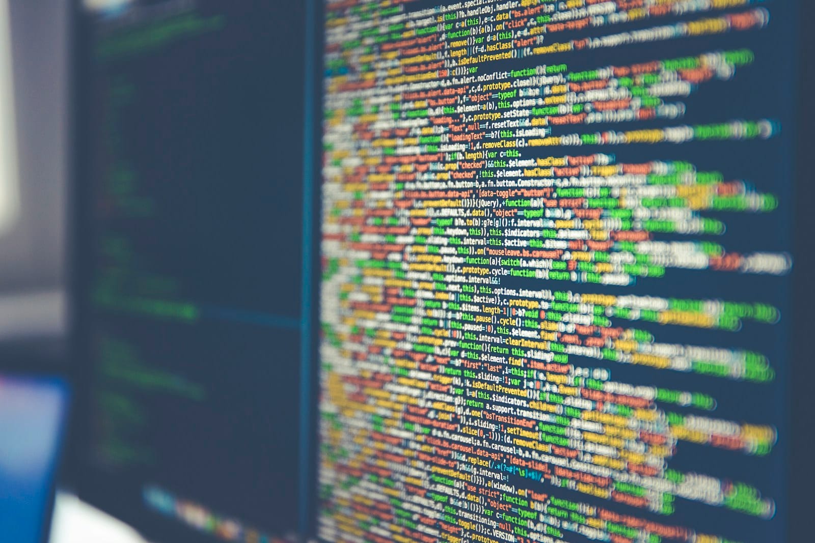 Close-up of interface code on a monitor